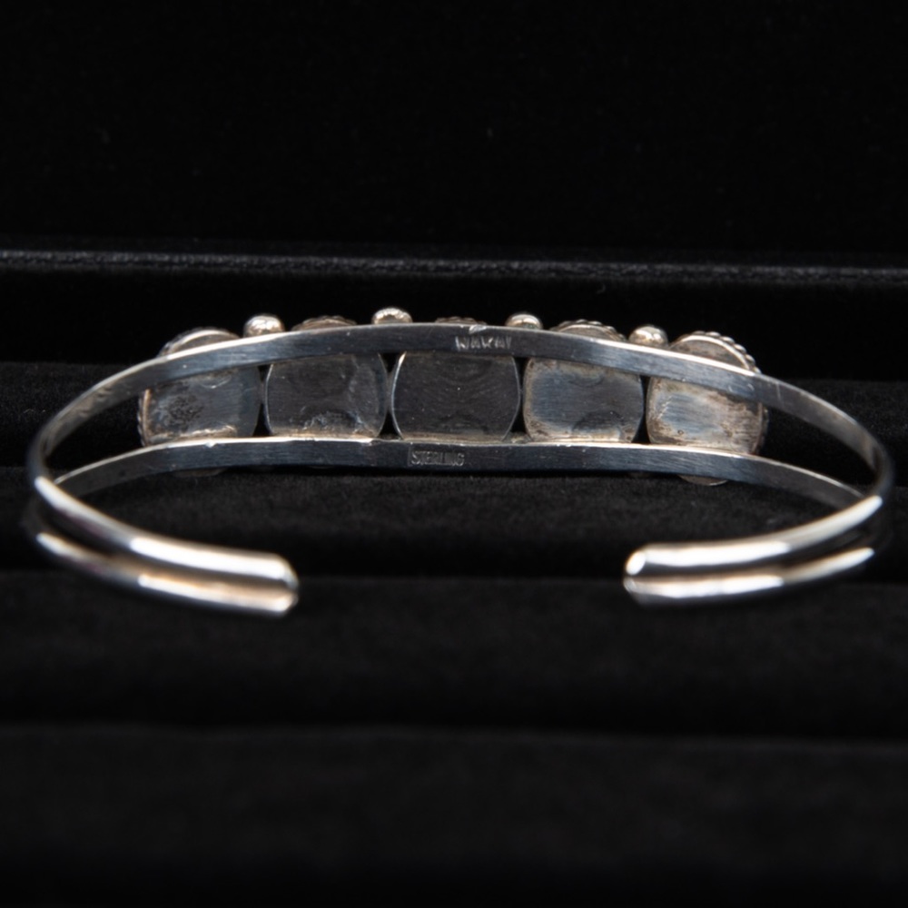 VTG Navajo Nakai Signed Stealing Silver Abalone Green Resin Cuff Bracelet - Picture 6 of 13